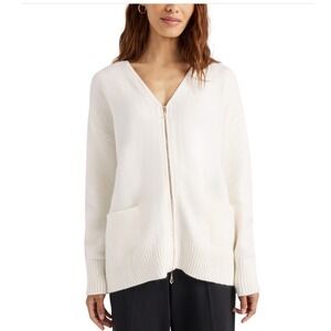 Splendid Zeena Zip Front Cardigan‎ Sweater Snow White V-Neck RW4S180 Medium